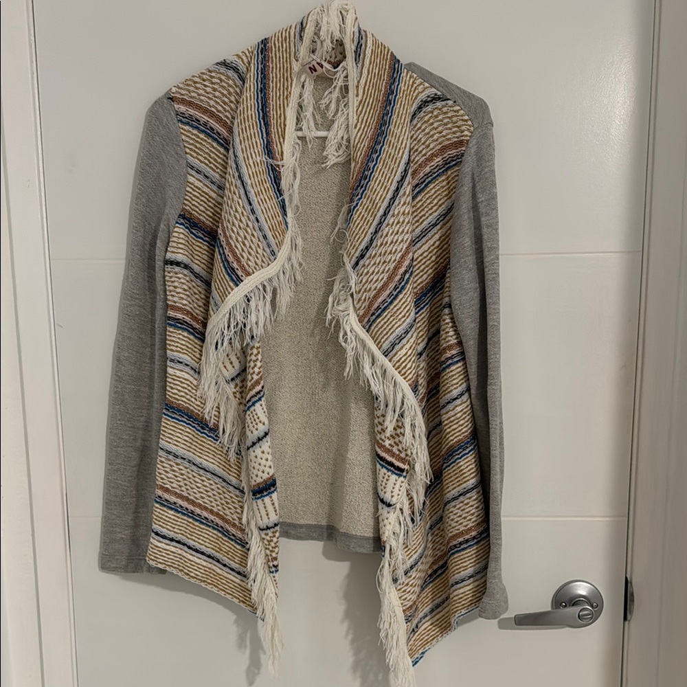 Dolan Cream and Gray Cardigan Sweater